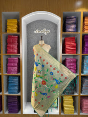 Paithani Jacquard Dupatta with Peacock (Mor) & Floral Weaving