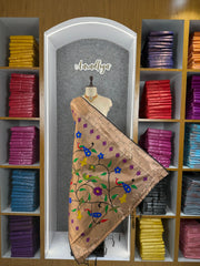 Paithani Jacquard Dupatta with Peacock (Mor) & Floral Weaving