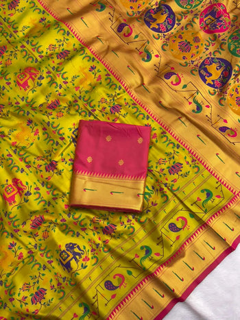 Brocade Tissue Silk Paithani Sarees