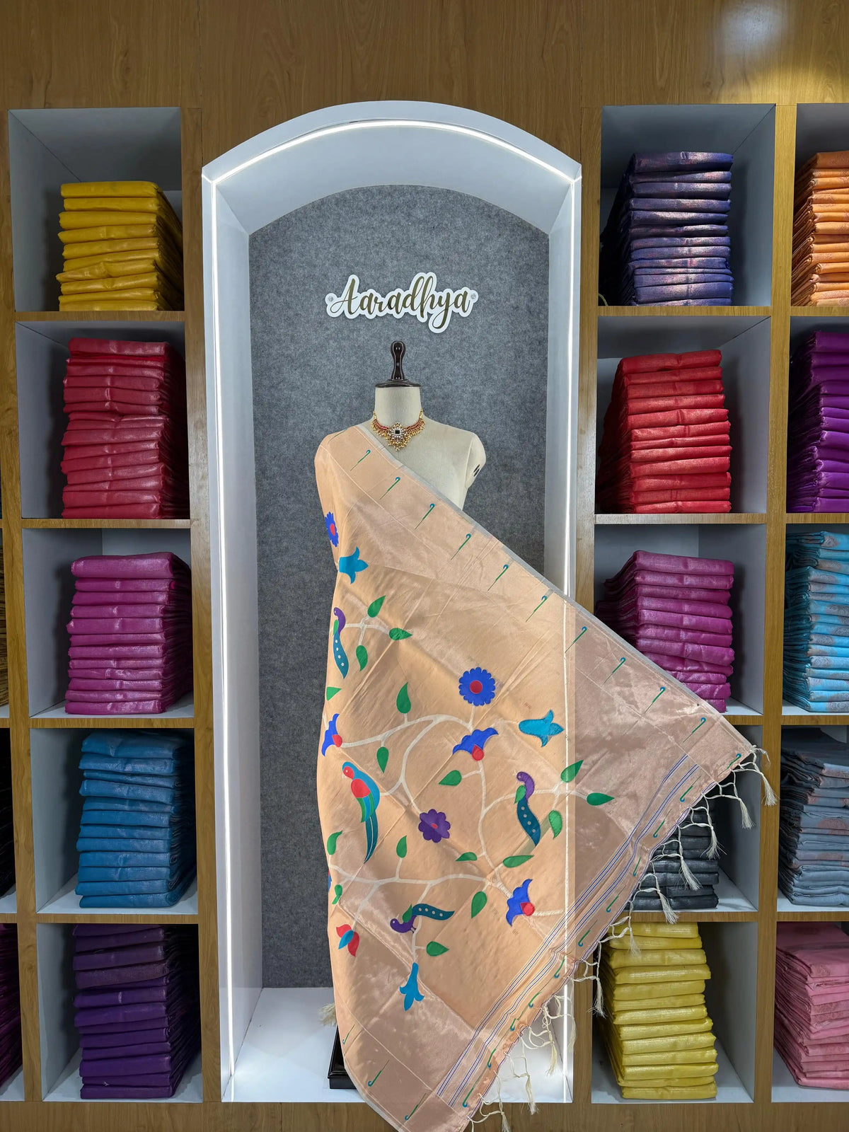 Paithani Jacquard Peacock (Mor) Jaal Dupatta