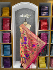 Paithani Soft Silk Lotus Jaal Dupatta
