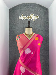 Most Trending Swan Lotus Khadi Raw SIlk Paithani Saree