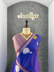 Most Trending Swan Lotus Khadi Raw SIlk Paithani Saree