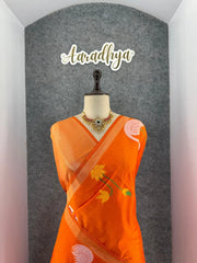 Most Trending Swan Lotus Khadi Raw SIlk Paithani Saree