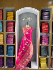 Most Trending Swan Lotus Khadi Raw SIlk Paithani Saree