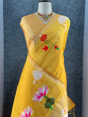Most Trending Swan Lotus Khadi Raw SIlk Paithani Saree