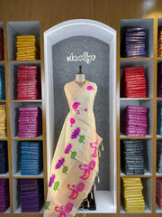 Most Trending Swan Lotus Khadi Raw SIlk Paithani Saree