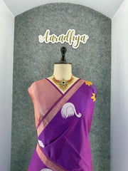 Most Trending Swan Lotus Khadi Raw SIlk Paithani Saree