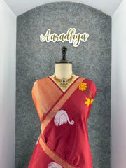 Most Trending Swan Lotus Khadi Raw SIlk Paithani Saree