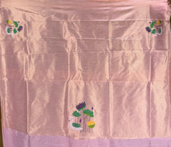 Most Trending Swan Lotus Khadi Raw SIlk Paithani Saree