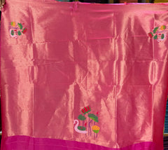 Most Trending Swan Lotus Khadi Raw SIlk Paithani Saree