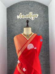 Most Trending Swan Lotus Khadi Raw SIlk Paithani Saree