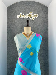 Most Trending Swan Lotus Khadi Raw SIlk Paithani Saree