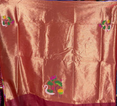 Most Trending Swan Lotus Khadi Raw SIlk Paithani Saree