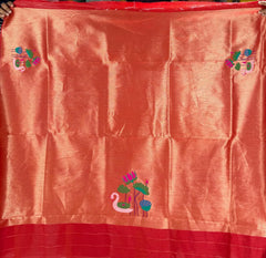 Most Trending Swan Lotus Khadi Raw SIlk Paithani Saree