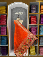 Pure Paithani Silk Weaving Zari Paithani Duppata