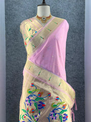 Peacock Pallu & Gold Zari Border Paithani Silk Saree