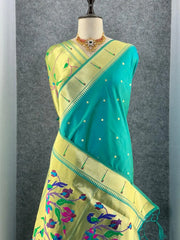 Peacock Pallu & Gold Zari Border Paithani Silk Saree