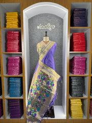 Peacock Pallu & Gold Zari Border Paithani Silk Saree