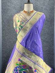 Peacock Pallu & Gold Zari Border Paithani Silk Saree