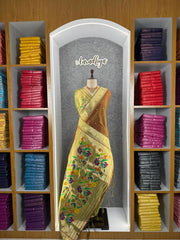 Peacock Pallu & Gold Zari Border Paithani Silk Saree