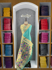 Peacock Pallu & Gold Zari Border Paithani Silk Saree