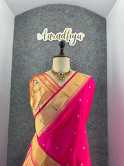 Peacock Pallu & Gold Zari Border Paithani Silk Saree