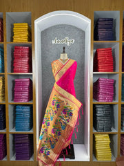 Peacock Pallu & Gold Zari Border Paithani Silk Saree