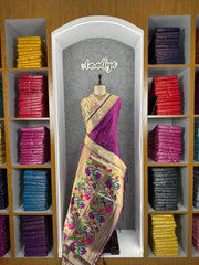 Peacock Pallu & Gold Zari Border Paithani Silk Saree