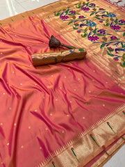 Peacock Pallu & Gold Zari Border Paithani Silk Saree
