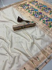 Peacock Pallu & Gold Zari Border Paithani Silk Saree