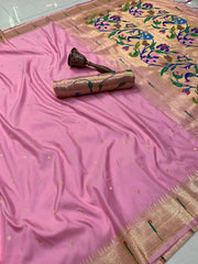 Peacock Pallu & Gold Zari Border Paithani Silk Saree