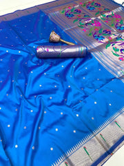 Peacock Pallu & Gold Zari Border Paithani Silk Saree