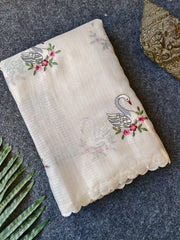 Pure Kota Doriya Swan Embroidery Saree