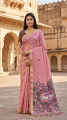 Pichwai Cow Soft Muga Cotton Pallu Saree