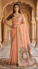 Pichwai Cow Soft Muga Cotton Pallu Saree