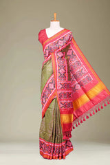 Double Ikkat Printed Gujarati Patola Saree