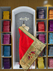 Pure Paithani Zari Border Parrot Motif Pallu Dupatta