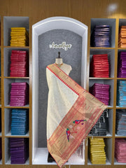 Pure Paithani Zari Border Parrot Motif Pallu Dupatta