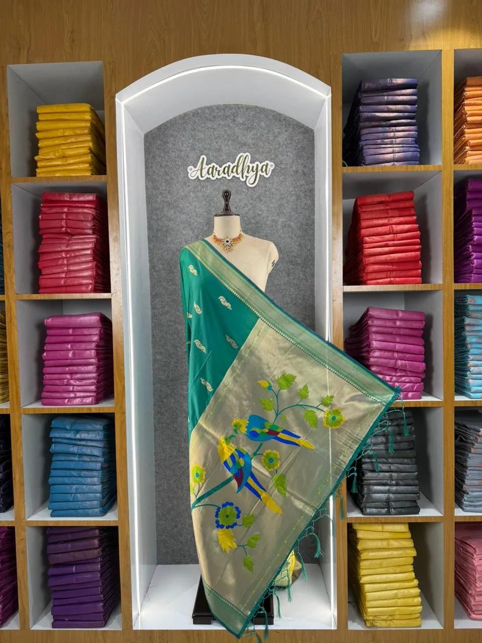 Pure Paithani Multicolor Parrot Weaving Motif Pallu Dupatta