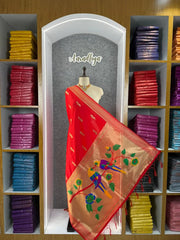 Pure Paithani Multicolor Parrot Weaving Motif Pallu Dupatta