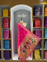Pure Paithani Multicolor Parrot Weaving Motif Pallu Dupatta