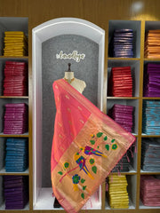 Pure Paithani Multicolor Parrot Weaving Motif Pallu Dupatta