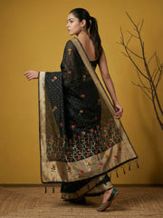 Organza Jamdani Dark Shades Designer Saree