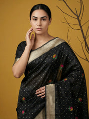 Organza Jamdani Dark Shades Designer Saree