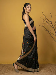 Organza Jamdani Dark Shades Designer Saree