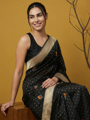 Organza Jamdani Dark Shades Designer Saree