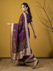 Organza Jamdani Dark Shades Designer Saree