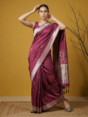 Organza Jamdani Dark Shades Designer Saree