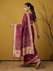 Organza Jamdani Dark Shades Designer Saree